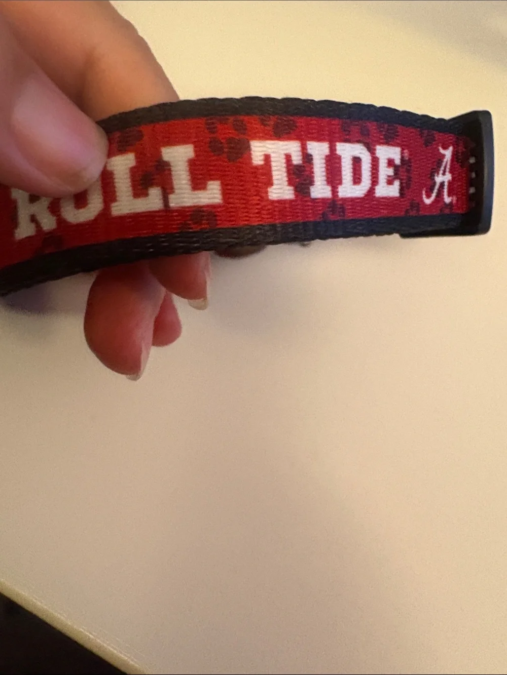 Red 'Roll Tide' Adjustable Dog Collar with Bone ID Tag new